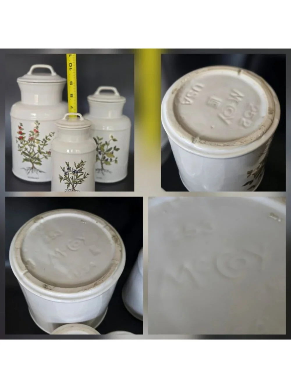 MCCOY Milk Jug Canister Set - Rosemary Laurel Thyme herb theme - floral Kitchen